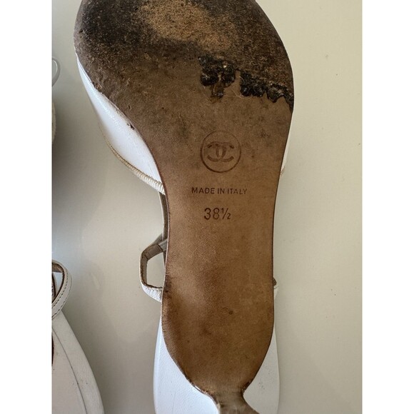 Chanel Black & White CC Logo Bow Captoe Slingback Pointed Toe Heels EU 38.5 - Picture 11 of 11